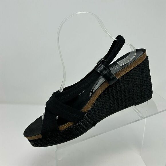 Donald J Pliner Women's Black Slingback Wedge Sandals Size 9.5 Casual Summer - Picture 3 of 13